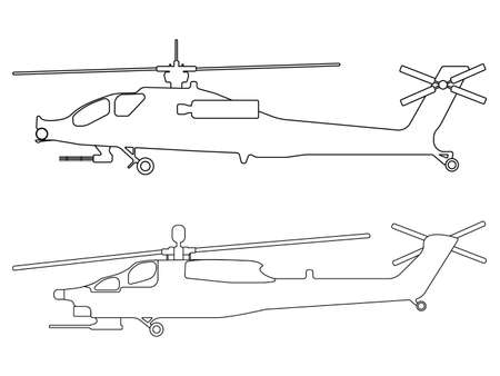 Helicopter outline. Military equipment icon. Vector illustration.のイラスト素材
