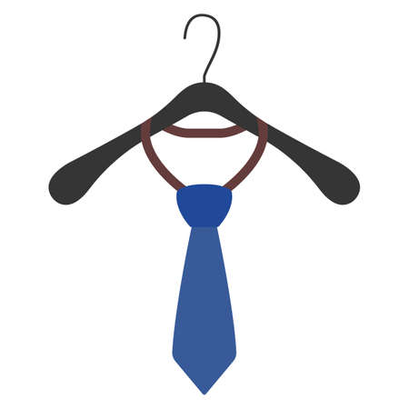 Clothes Hanger with tie icon and sign. Flat Vector Illustration.のイラスト素材