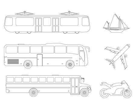 Set of flat urban transport icon. Outline Vector illustration.のイラスト素材