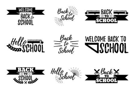 Set of School Typographic - Vintage Style Back to School. Vector illustration.のイラスト素材