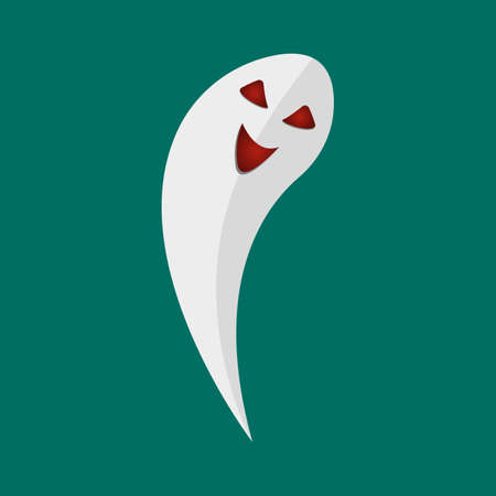 Ghost cartoon icon on green background. Vector illustration.のイラスト素材