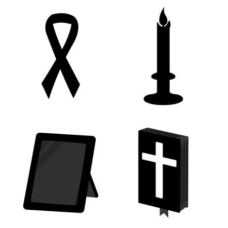 Set of funeral simple icon. Isolated vector illustration on white background.のイラスト素材