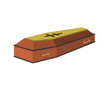 Coffin cartoon icon. Isolated vector illustration on white background.のイラスト素材