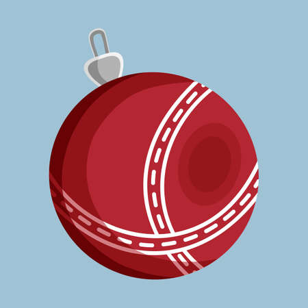 Christmas ball icon on blue background. Cartoon style, vector illustration for Christmas day.のイラスト素材