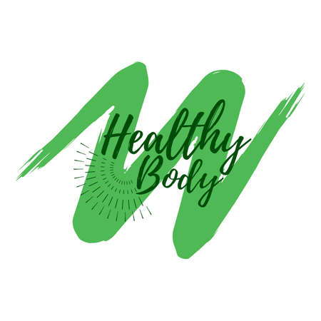 Healthy Body label. Eco style and Wellness Life. Healthy Lifestyle badges. Vector illustration icon with Sunburst.のイラスト素材