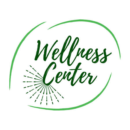 Wellness Center label. Eco style. Healthy Lifestyle badges. Vector illustration icon with Sunburst.のイラスト素材