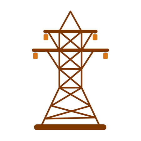Electric tower Icon. Energy label for Web on white background. Flat Vector Illustration.のイラスト素材