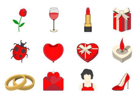 Love and Gifts for Web on white background. Flat Vector Illustration.のイラスト素材