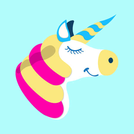 Unicorn icon. Fantasy World of the Unicorn. Cartoon style. Vector Illustration.