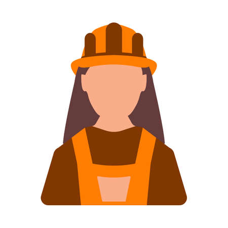 Female engineer worker icon. Woman worker. Cartoon style. Vector Illustrationのイラスト素材