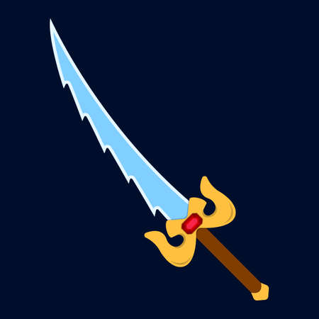 Sword icon. Label of fantasy and medieval weapon. Cartoon style. Vector illustration icon.のイラスト素材