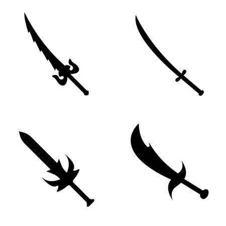 Set of weapon icon. Label of fantasy and medieval weapon. Simple style. Vector illustration icon.のイラスト素材