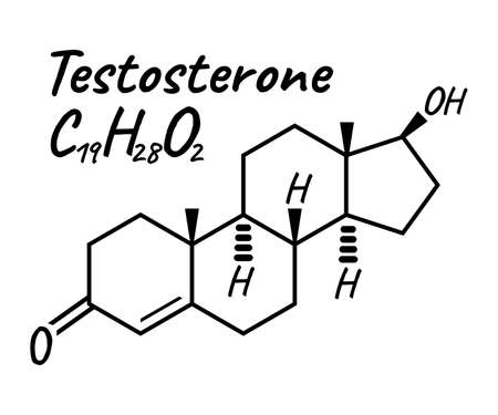 Testosterone Label and Icon. Chemical Formula and Structure Logo. Vector Illustration.のイラスト素材