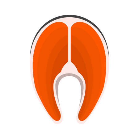 Salmon Icon. Food with Healthy Fats and Oils. Cartoon Vector Illustration.のイラスト素材