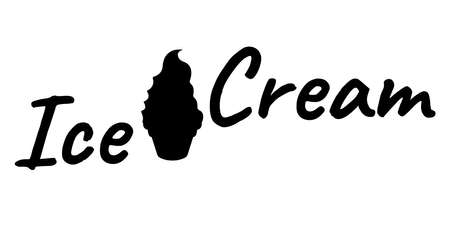 Ice Cream Cartoon Icon. Summer Sundae Logo and Label for Ice Cream Shop. Vector Illustration.のイラスト素材