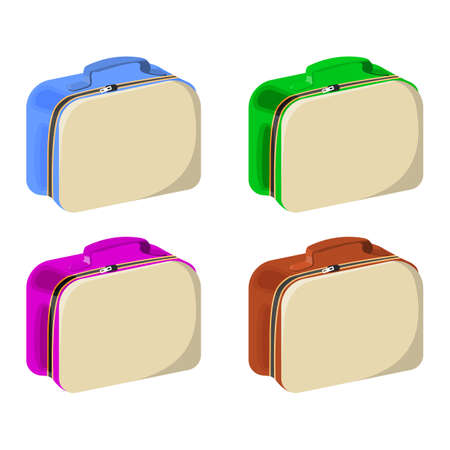 Set of Schoolbag. School Supplies Icon and Logo. Isolated design element. Vector Cartoon illustration.のイラスト素材