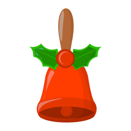 Bell XMas Isolated icon. Cartoon style. Vector Illustration for Christmas day.のイラスト素材