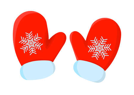 Glove XMas Isolated icon. Cartoon style. Vector Illustration for Christmas day.のイラスト素材