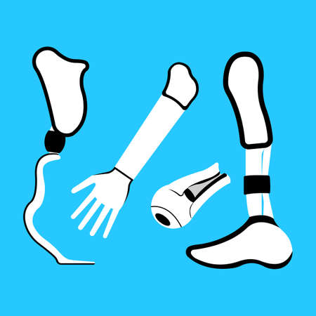 Set of Prosthesis and Icon. Cyber prosthesis label for Web on white background. Simple Vector...