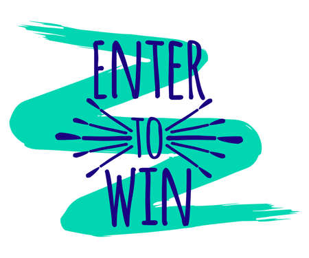 Enter to Win banner concept for web, gift card and postcard calligraphy. Template for Greetings, Congratulations, Housewarming posters, Invitations, Photo overlays. Vector illustration.のイラスト素材