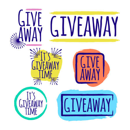 Giveaway Set of banner concept for web, gift card and postcard calligraphy. Template for Greetings, Congratulations, Housewarming posters, Invitations, Photo overlays. Vector illustration.のイラスト素材