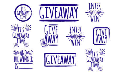 Giveaway Set of banner concept for web, gift card and postcard calligraphy. Template for Greetings, Congratulations, Housewarming posters, Invitations, Photo overlays. Vector illustration.のイラスト素材
