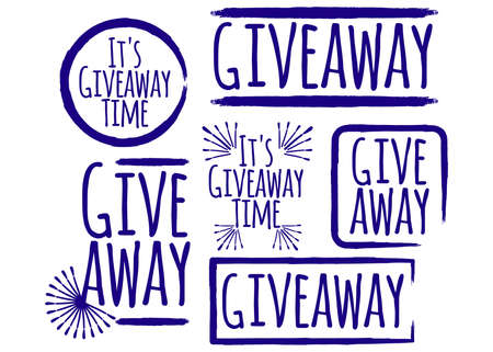Giveaway Set of banner concept for web, gift card and postcard calligraphy. Template for Greetings, Congratulations, Housewarming posters, Invitations, Photo overlays. Vector illustration.のイラスト素材
