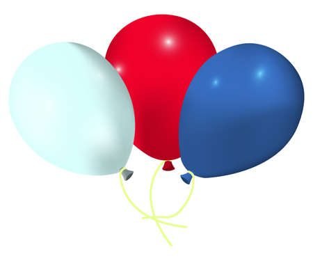 Festive balloon Icon. Blue, White, Red color . Celebration Label on white Background. Cartoon Vector illustration.のイラスト素材