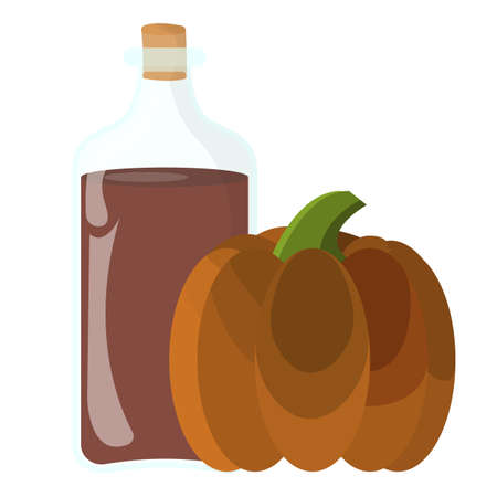Pumpkin oil Icon. Oil, Fat, Food label, for Web and Banners. Cartoon Vector Illustration.のイラスト素材