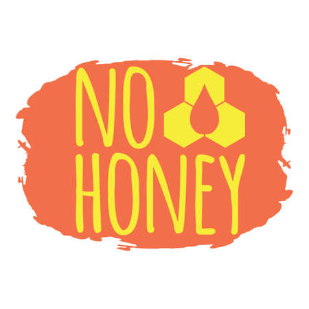 No Honey label. Healthy and Organic Food. Font with Brush. Food Intolerance Symbols and Badges. Vector illustration icon.のイラスト素材