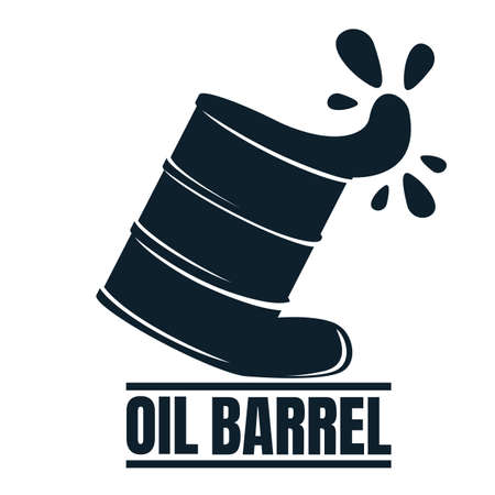 Oil Barrel label with Oil Drop. Oil Development and Extraction. World Petrol Production. Oil Business Symbol, Icon and Badge. Simple Vector illustration.のイラスト素材