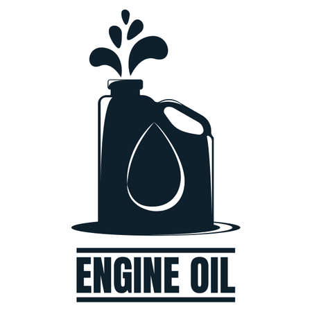 Engine Oil label with Oil Drop. Oil Development and Extraction. World Petrol Production. Oil Business Symbol, Icon and Badge. Simple Vector illustration.のイラスト素材
