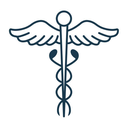 Caduceus Icon. Concept for Healthcare Medicine and Lifestyle. Outline Virtual Doctor. Medical...