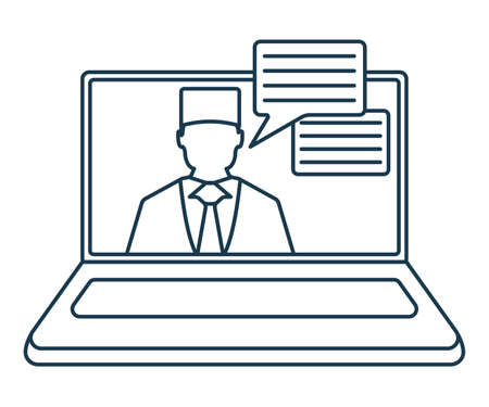 Online Doctor Consultation Icon. Concept for Healthcare Medicine and Lifestyle. Outline Virtual Doctor. Medical Symbol, Icon and Badge. Simple Vector illustration.のイラスト素材