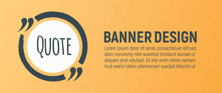 Quote Blank Banner. Icon and Label on Orange Background in Box. Template for Note, Message, Comment...