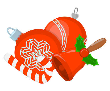 Christmas Stuff Icon Concept. Xmas on White Background. New Year Symbol, Icon and Badge.のイラスト素材