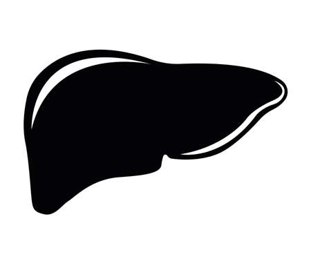 Liver Concept Icon and Label. Health Research Symbol, Icon and Badge. Simple Black Vector illustration.のイラスト素材
