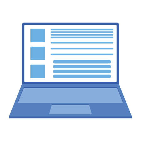 Concept label icon digital device laptop, label personal computer isolated on white, flat vector illustration. Workstation modern.のイラスト素材