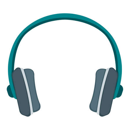 Professional gaming headset for play, high quality music listening concept icon flat vector illustration, isolated on white. Listen song, gear for stream, record podcast and computer playing.のイラスト素材