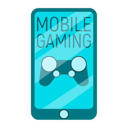 Mobile gaming concept smartphone and phone, monitor with gamepad flat vector illustration, isolated...