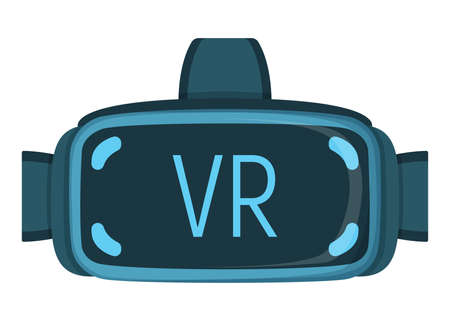 Modern technology smart glasses, hardware virtual and augmented reality isolated on white, flat vector illustration. Future device remote communication gadget, electronic visor innovation.のイラスト素材