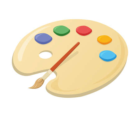 School art palette icon isolated on white, cartoon vector illustration. Welcome back to school supplies for study in college and institute.のイラスト素材