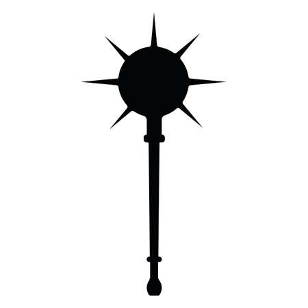 Medieval war type of weapon, concept icon mace club old cold weaponry black silhouette vector illustration, isolated on white.のイラスト素材