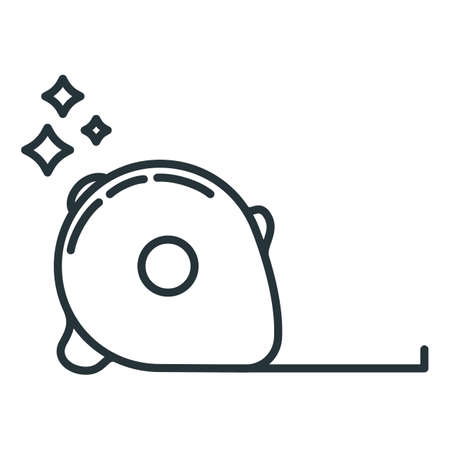 Roulette construction measuring device toolkit icon, concept measurement stuff line flat vector illustration art, isolated on white. Hand working working tool, steel tape measure.のイラスト素材