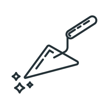 Concept spatula construction tool icon, trowel toolkit professional instrument flat line vector illustration, isolated on white. Renovation house stuff, builder device.のイラスト素材
