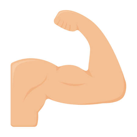 Muscular male arm hand, concept human healthy lifestyle icon concept cartoon vector illustration, isolated on white.のイラスト素材