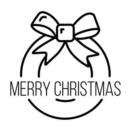 Concept christmas wreath icon outline style, happy new year and merry christmas flat vector illustration, isolated on white. Xmas holiday winter time.のイラスト素材