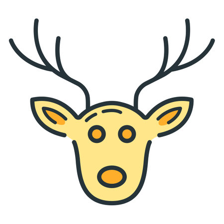 Concept happy new year, merry christmas deer icon, cartoon xmas label holiday winter time flat vector illustration, isolated symbol on white.のイラスト素材