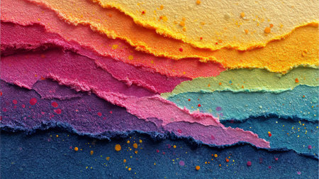 Layered paper art capturing a vibrant sunset scene, featuring rich textures and shimmering golden glitter accents that enhance the visual appealの素材