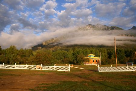Buddhistic temple in mountainsの写真素材